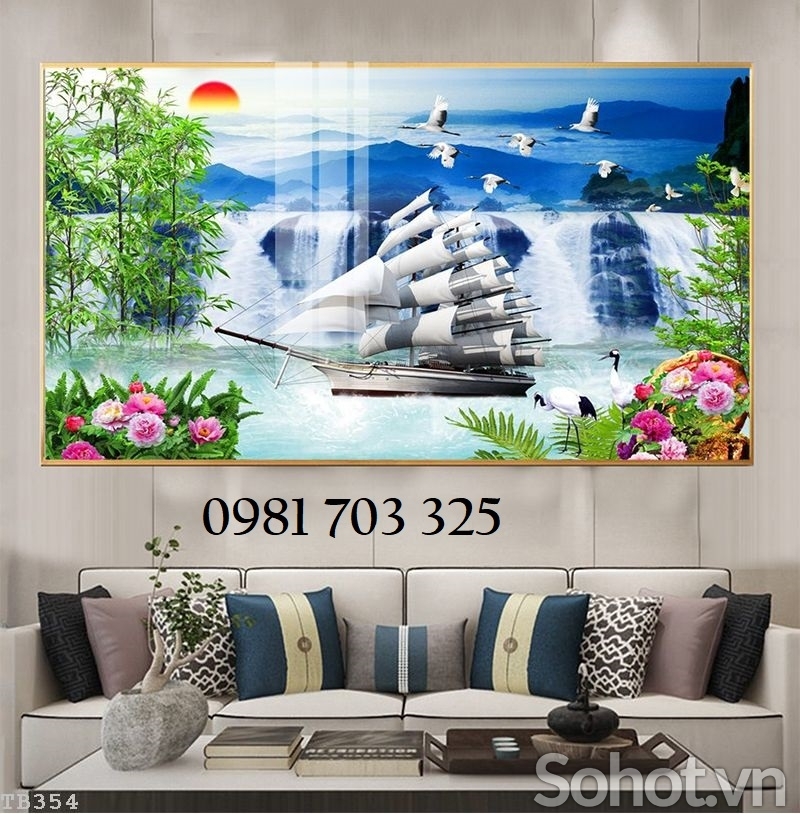 Tranh gạch phong thủy thuận buồm xuôi gió