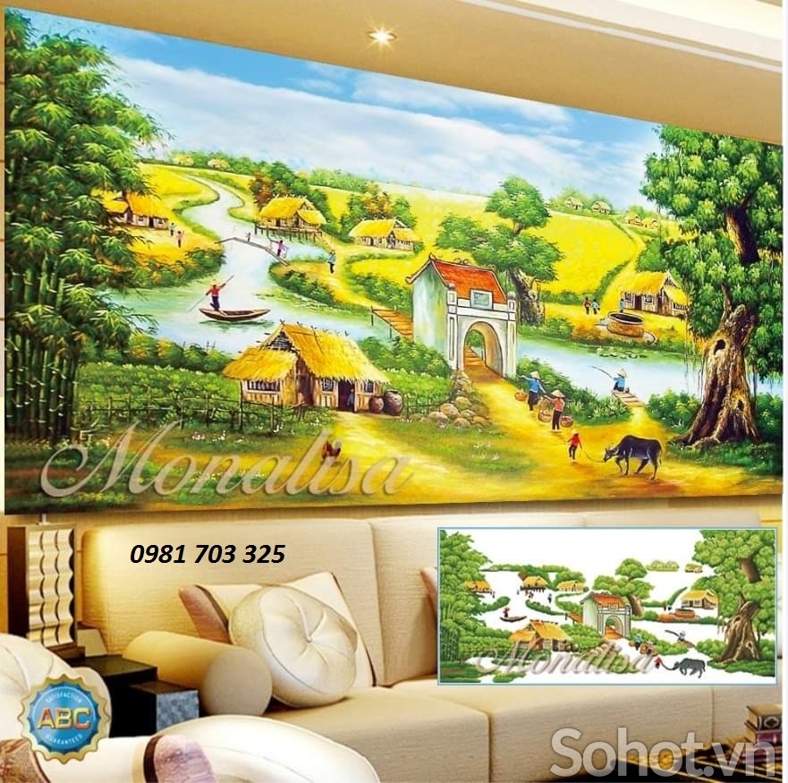 Tranh gạch đồng quê trang trí phòng