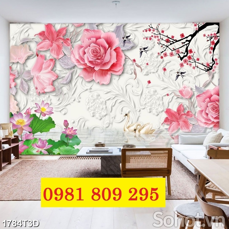 Tranh gạch men cao cấp hoa ngọc
