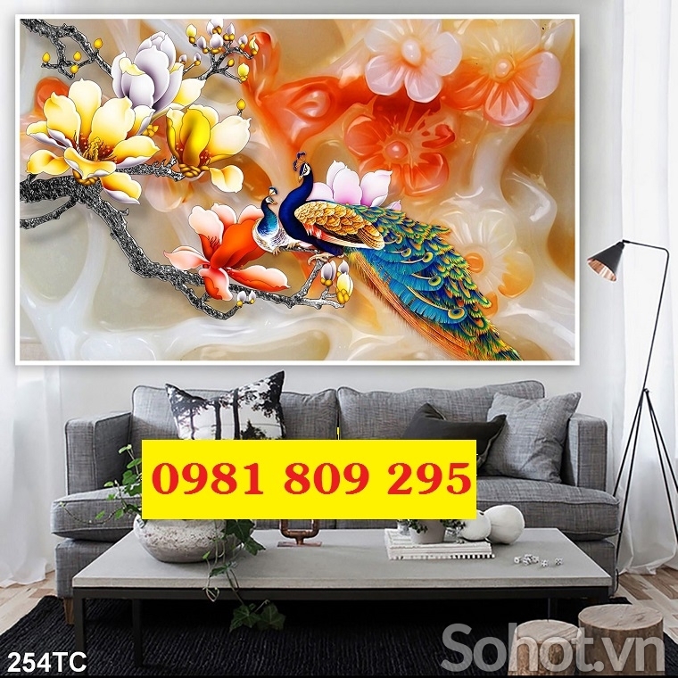 Gạch men con công , tranh gạch , gạch 3d  JP5697