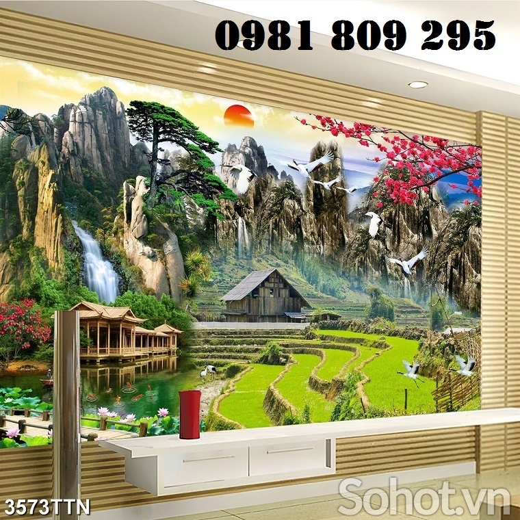 Tranh 3d - gạch tranh 3d ốp tường phòng khách JP422