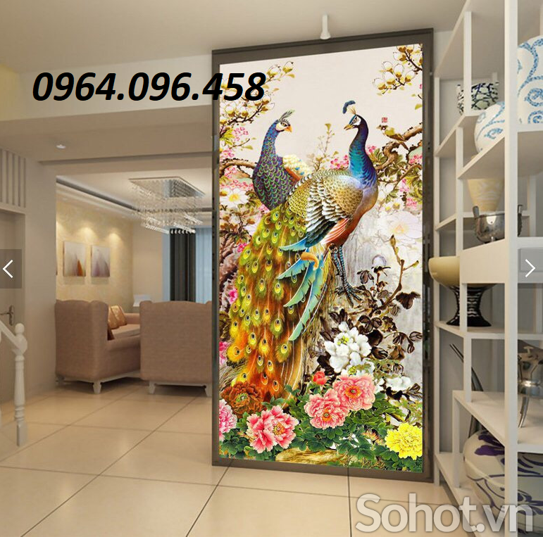 Tranh gạch 3d dán tường phòng khách - 77C