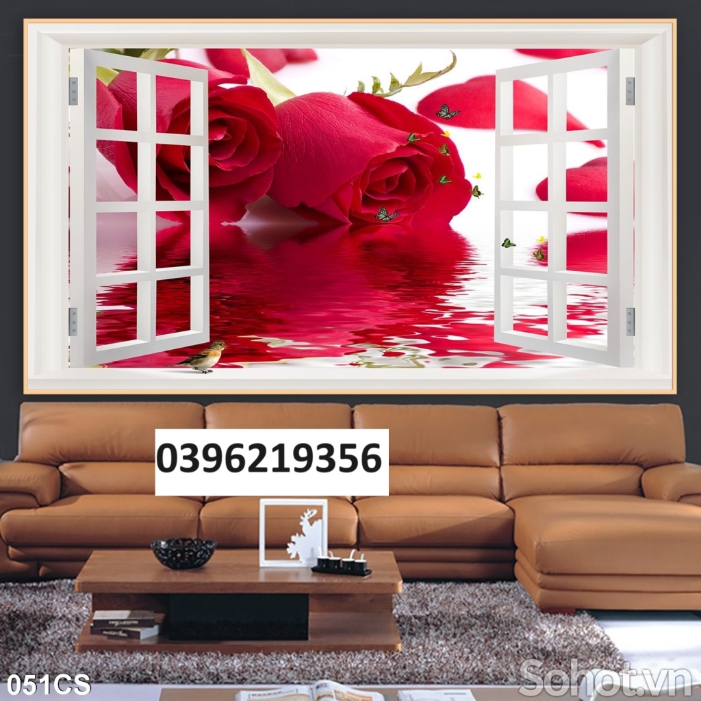 Tranh gạch hình cửa sổ đẹp 3D