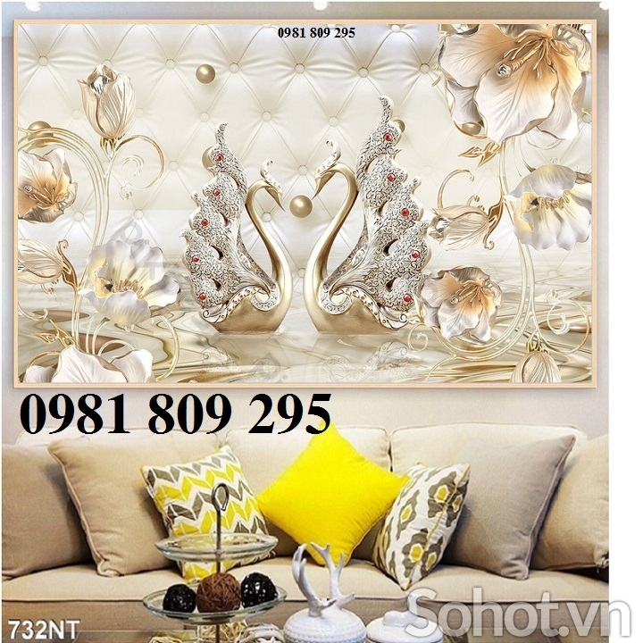Gạch tranh tường phòng khách 3d