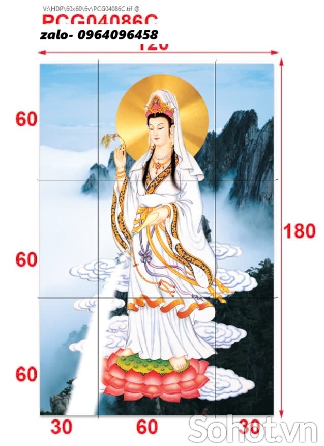 Tranh gạch 3d ốp tường phật phòng thờ - HNM89