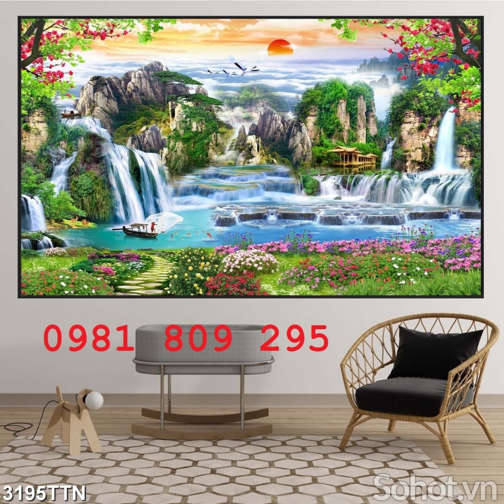 Tranh phong cảnh - gạch tranh thác nước 3d GF9473