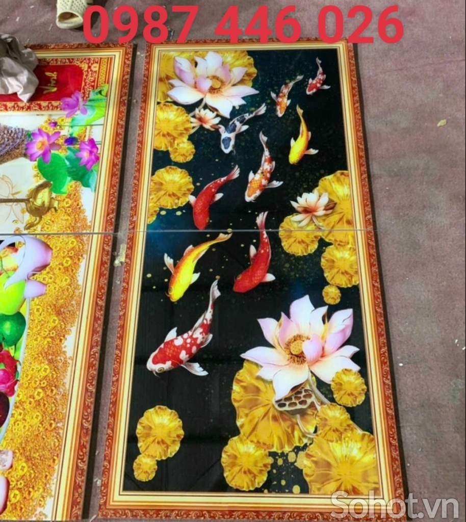 Gạch tranh cá chép cửu ngư quần hội