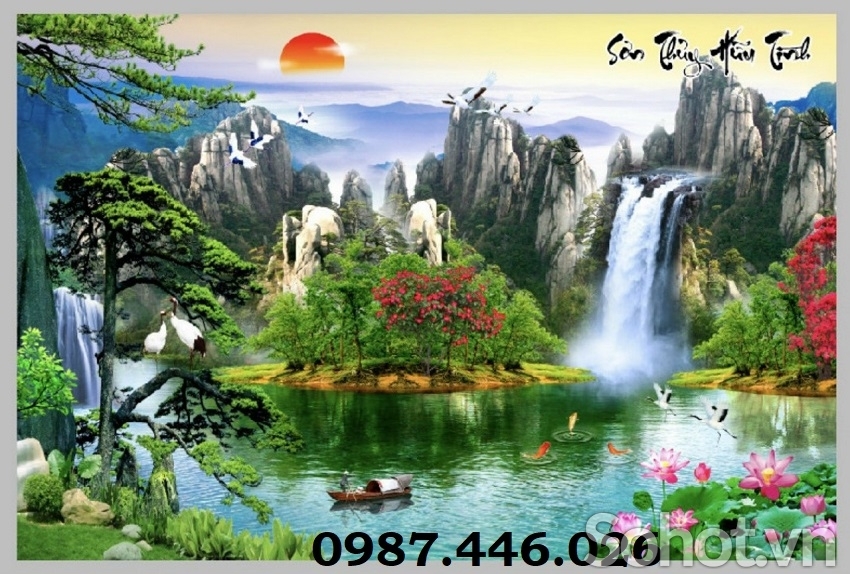 Tranh gạch men thác nước HP887282