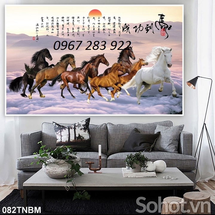 Tranh mã đáo thành công gạch men trang trí