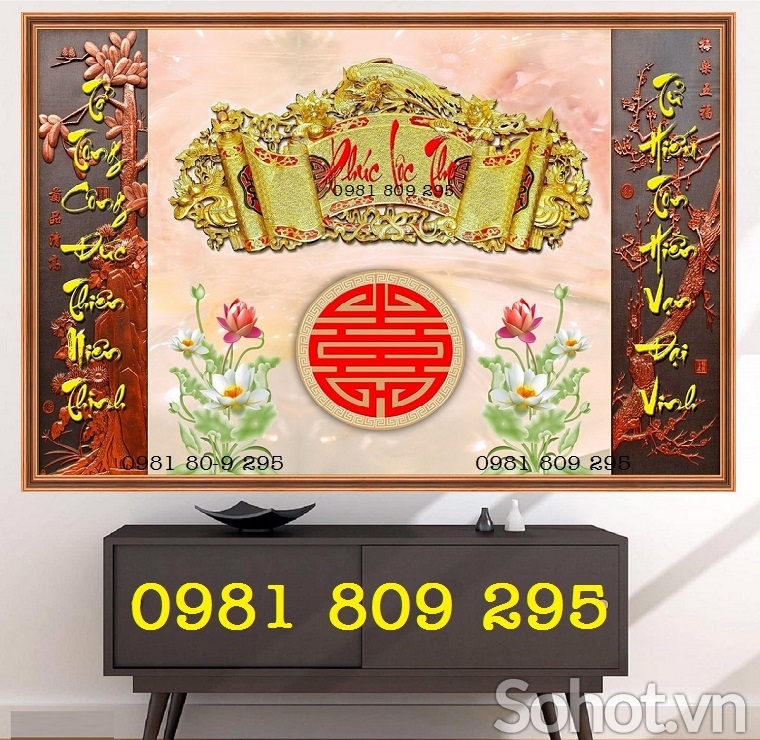 Tranh phòng thờ - gạch tranh 3d phúc lộc thọ