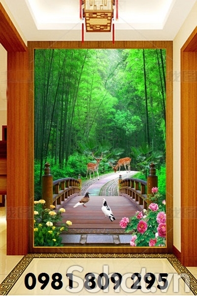 Tranh gạch khổ đứng - tranh thác nước