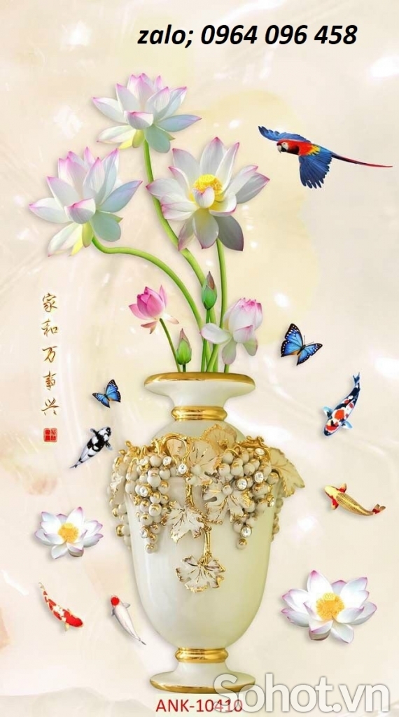 Tranh gạch 3d ốp tường bình hoa - 690MN