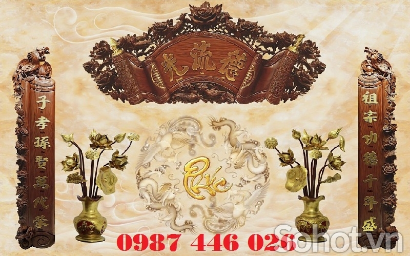 Tranh gạch phòng thờ, gach trang trí, tranh 3d