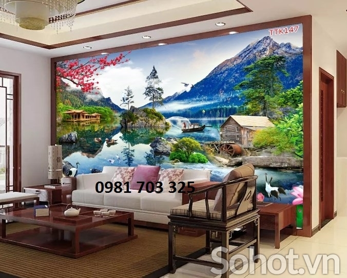 Gạch tranh 3D- tranh 3D phòng khách
