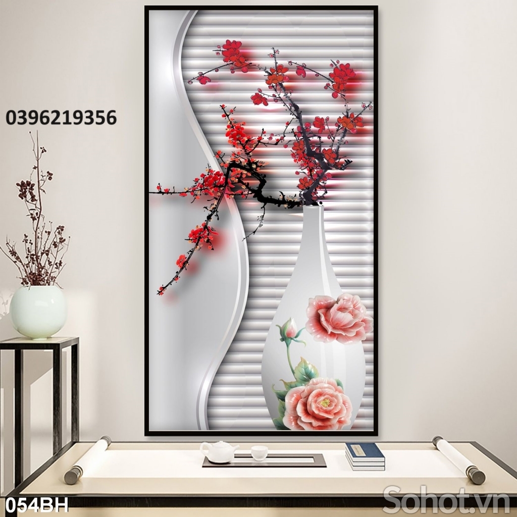 Gạch tranh 3d đẹp bình hoa trang trí