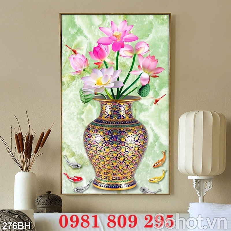 Gạch tranh giả ngọc 3d bình hoa