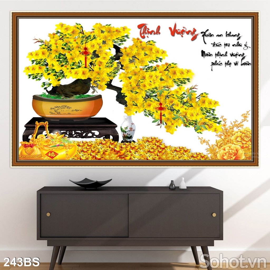 Bức tranh hoa mai vàng đón xuân .