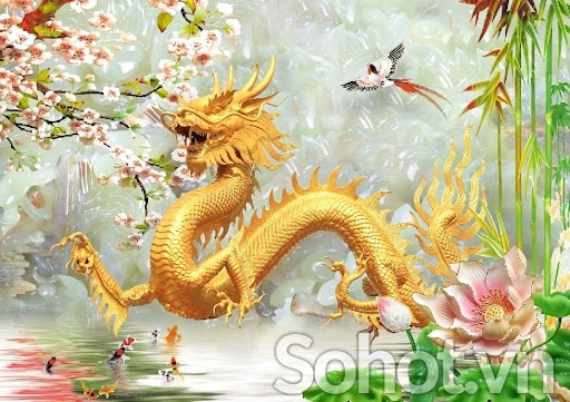 Tranh gạch men 3d rồng phượng - NCC4