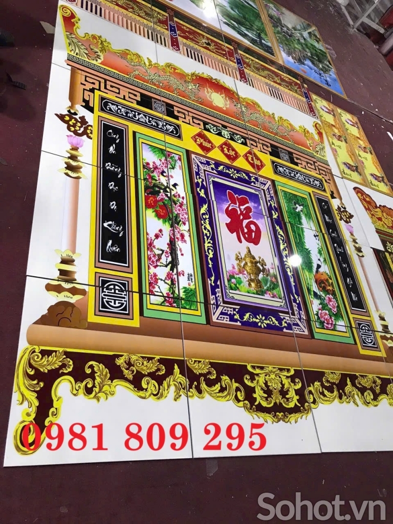 Tranh 3d , gạch trang trí phòng thờ phúc lộc thọ HP8833