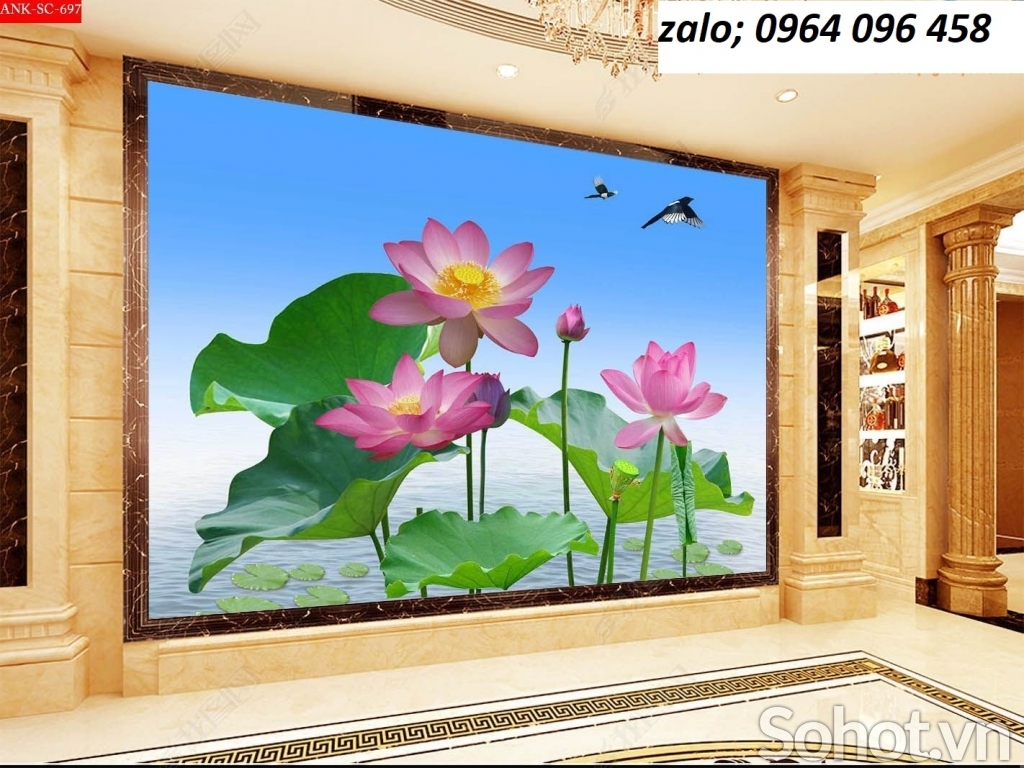 Tranh gạch 3d hoa sen dán tường - XCCC33D