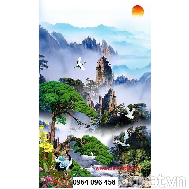 Tranh gạch 3d ốp tường mây núi - SDF65