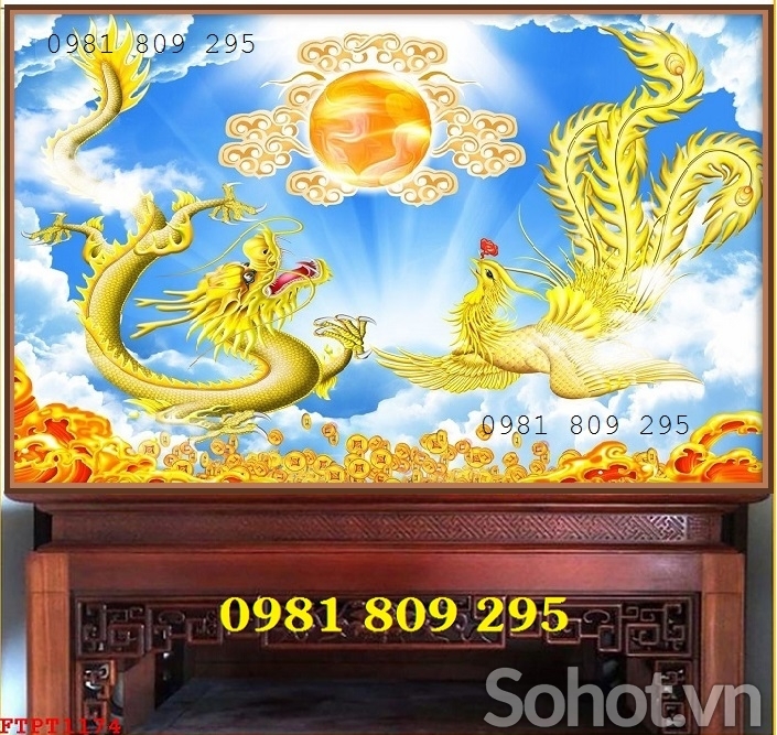 Tranh rồng phượng, gạch tranh ốp tường VF8878