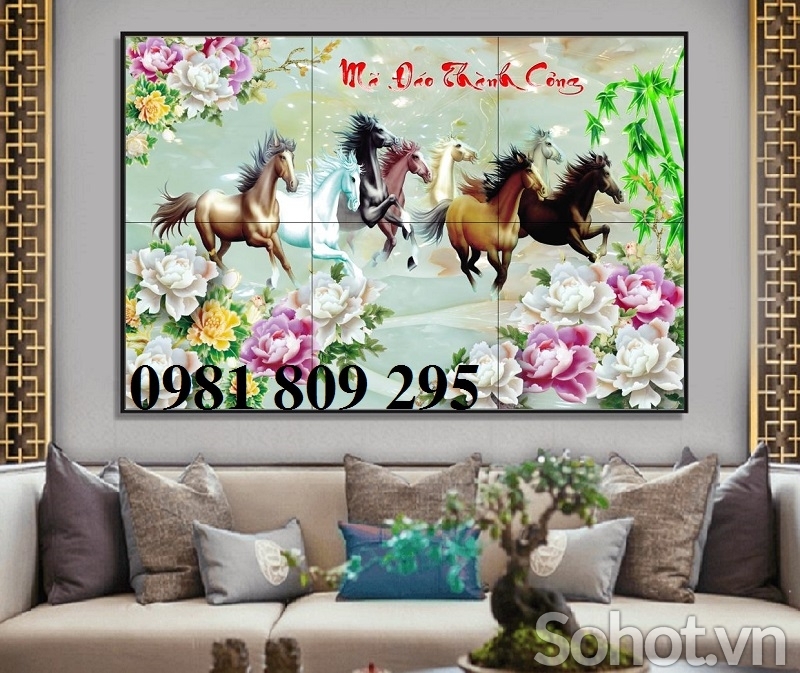 tranh gạch 3d dán tường mã đáo thành công