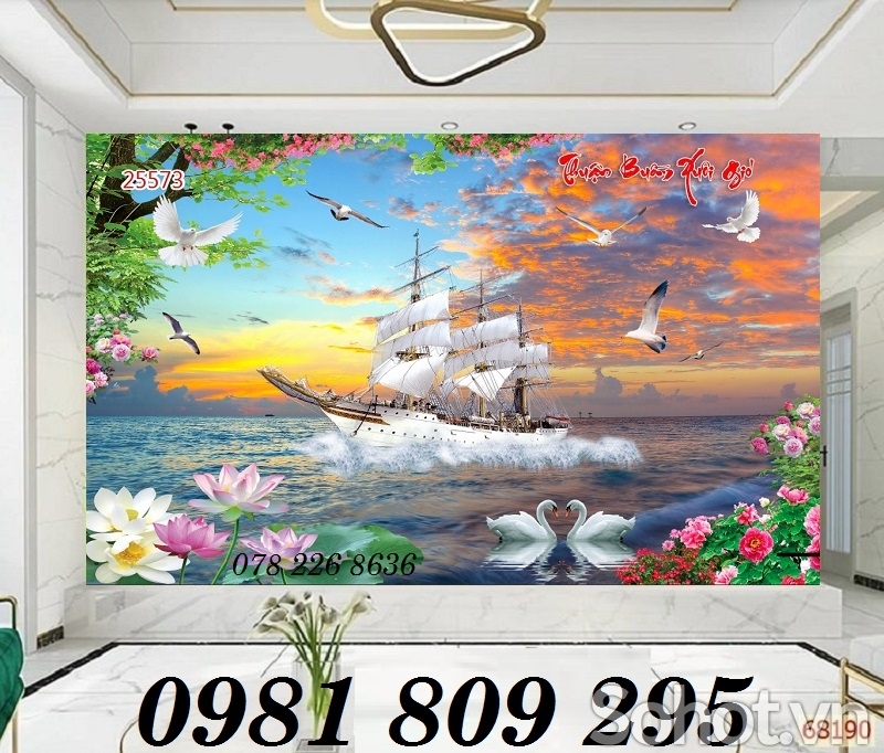 Gạch tranh 3d - thuyền , tranh thuận buồm