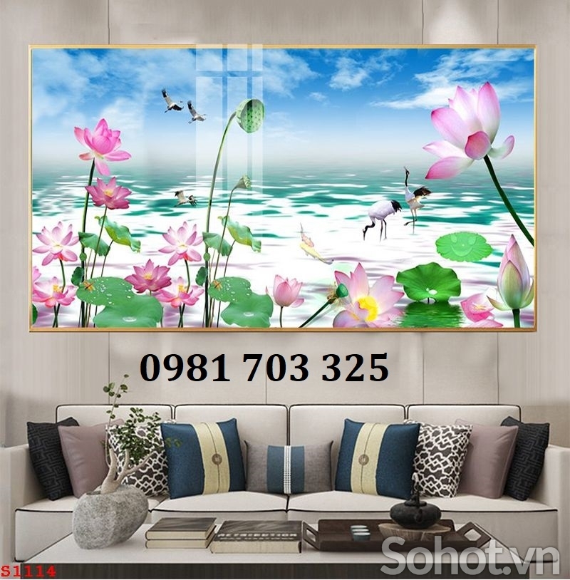 Tranh gạch 3d trang trí hoa sen