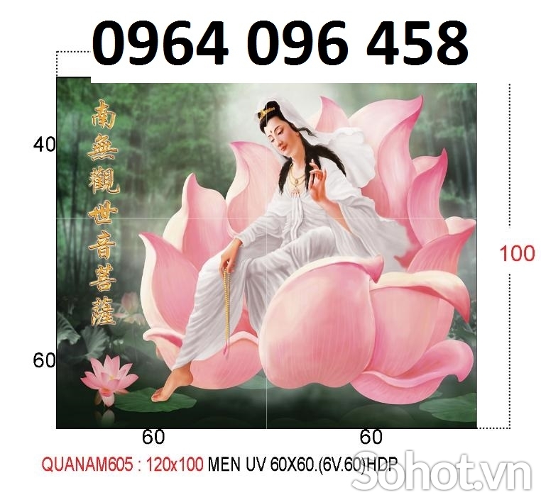 Tranh gạch 3d phật quan âm - 433XC