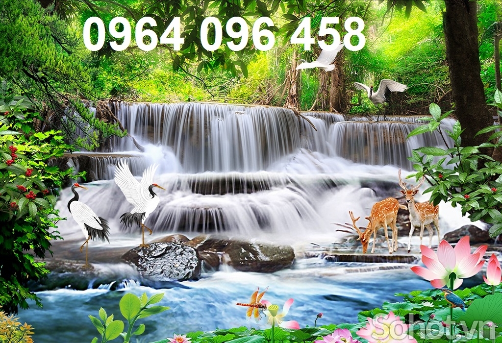 Tranh 3d sơn thủy hữu tình - tranh gạch 3d ốp tường - 743SB