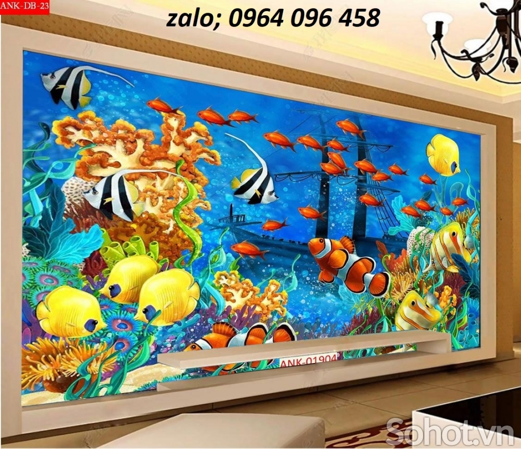 Tranh gạch 3d cá heo phong cảnh biển - SKVC4