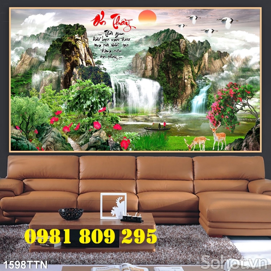Tranh gạch 3d vườn cây ao cá HH7532