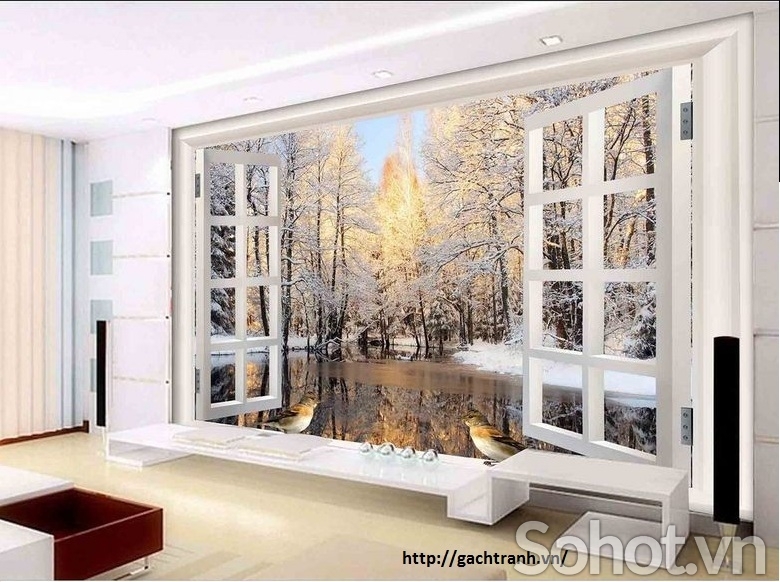 tranh 3d cửa sổ - tranh gạch 3d - DNM87