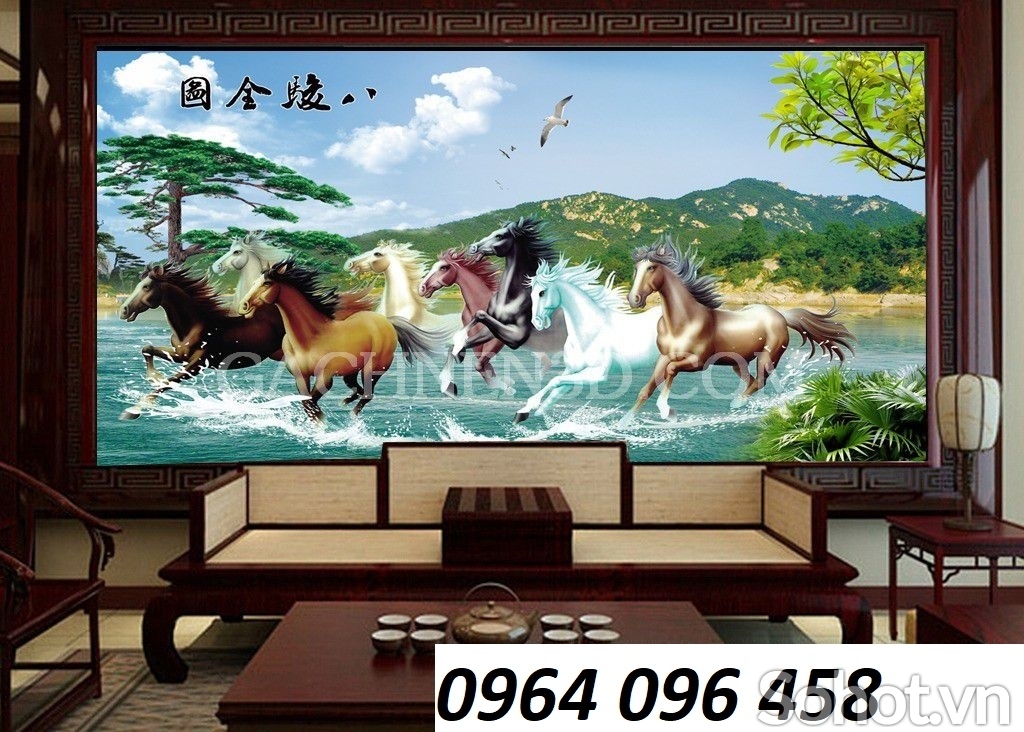 tranh 3d mã đáo thành công - gạch tranh ốp tường 3d - SLH44