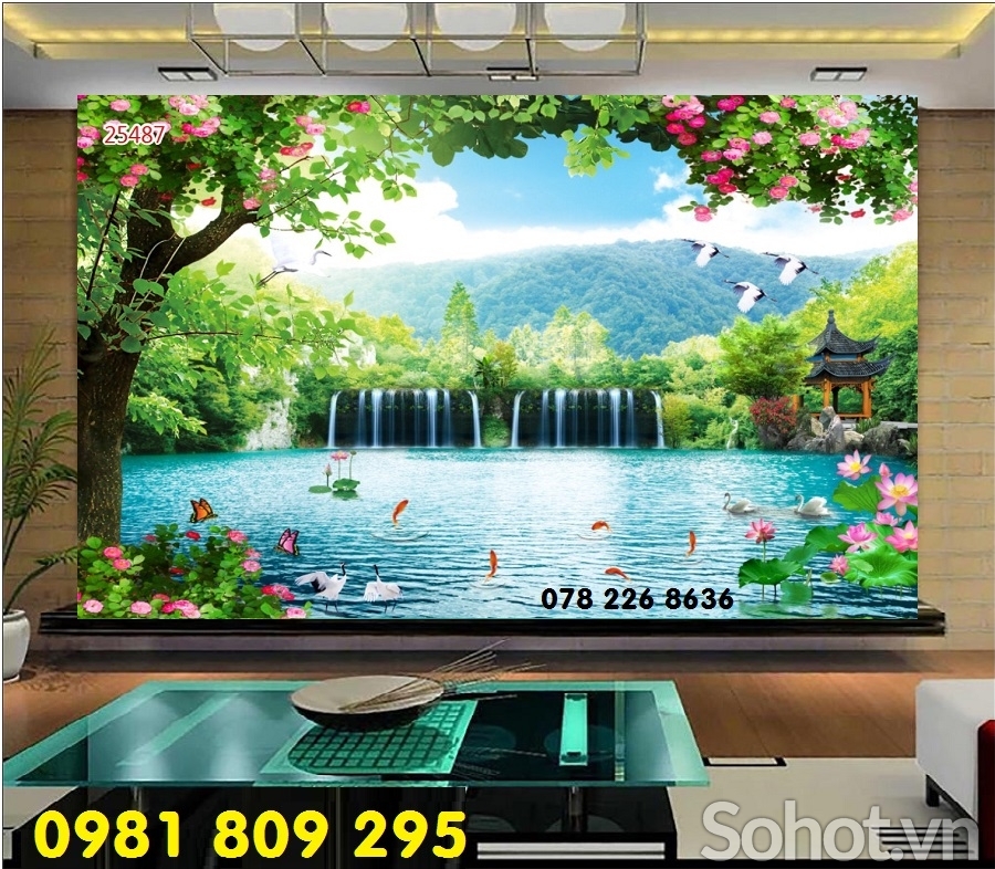 Gạch 3d thác nước - tranh gạch men phong cảnh