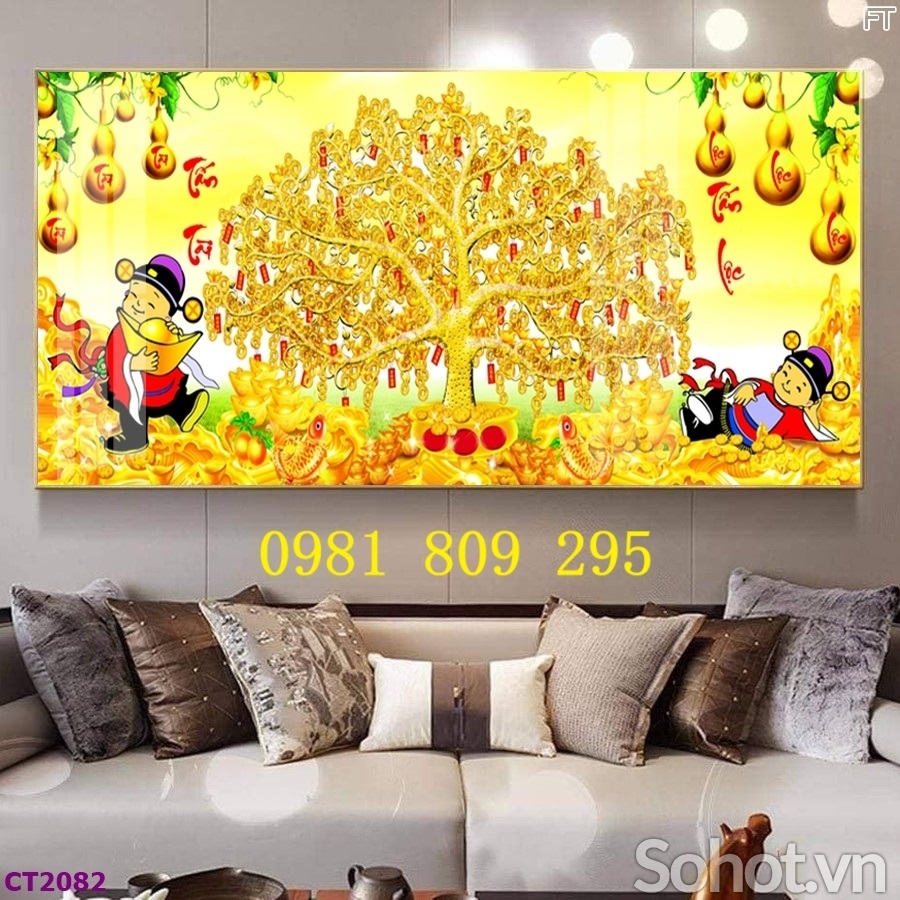 Tranh gạch ốp tường kim tiền