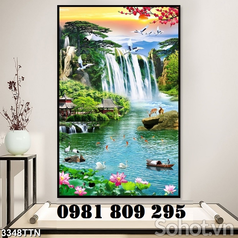 Tranh phong cảnh khổ đứng - Gạch men HP832