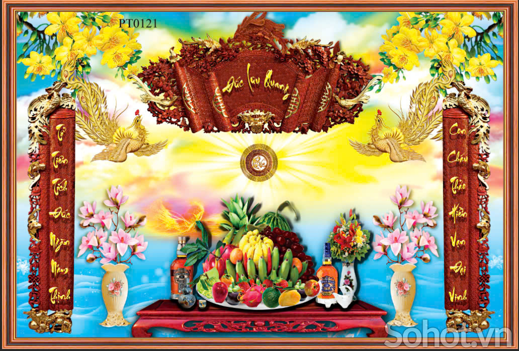 Gạch tranh dán tường phòng thờ