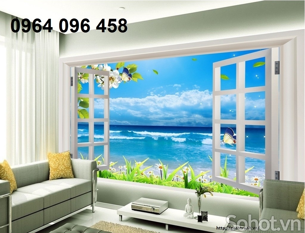 Tranh gạch men 3d ốp tường cửa sổ - 790CBB