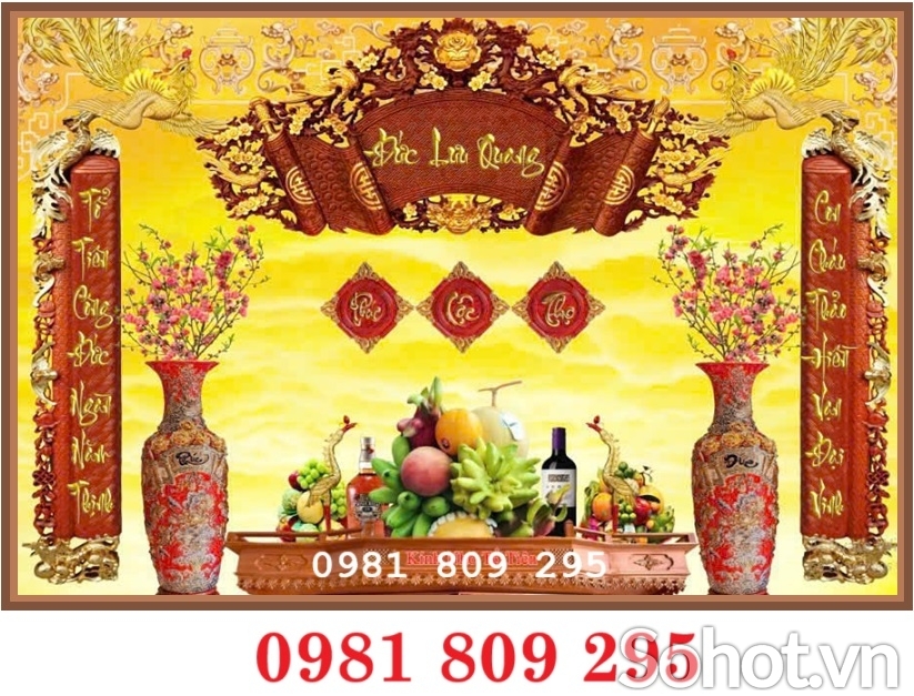 Tranh gạch men phòng thờ HS833
