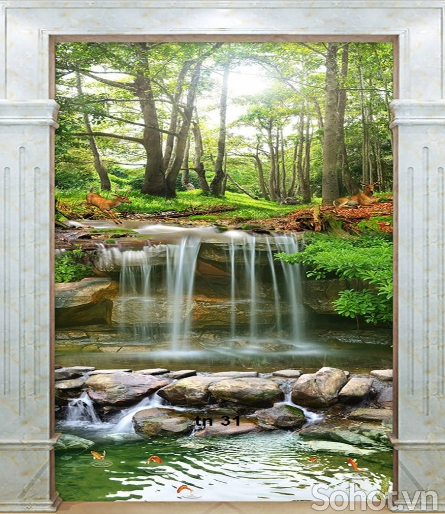 gạch 3d cảnh sông núi - XCS2