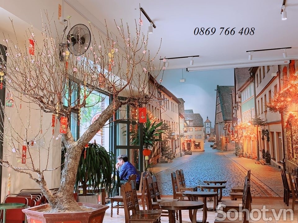 Tranh 3D trang trí quán cà phê