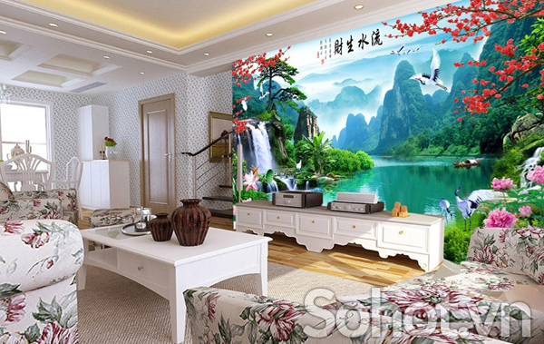 Mẫu tranh gạch 3d trang trí phòng khách - DNNN94