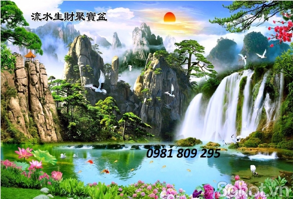 tranh gạch 3d, tranh phong cảnh làng quê