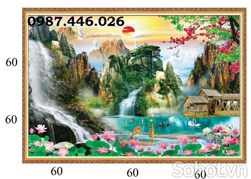 Gạch tranh thác nước phòng khách
