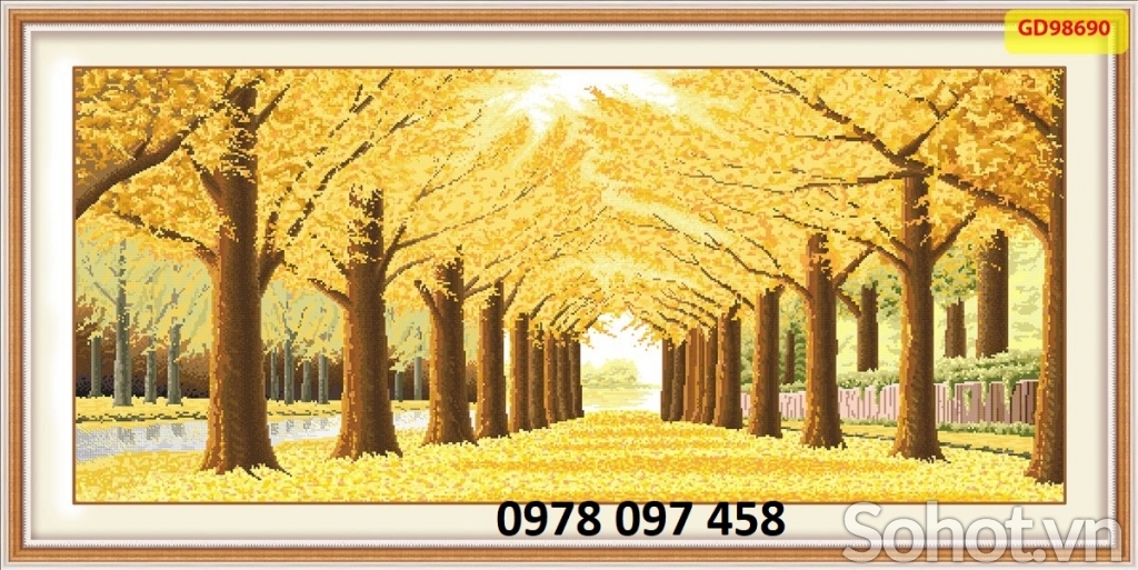 Gạch tranh hoa tiết phong cảnh mùa thu
