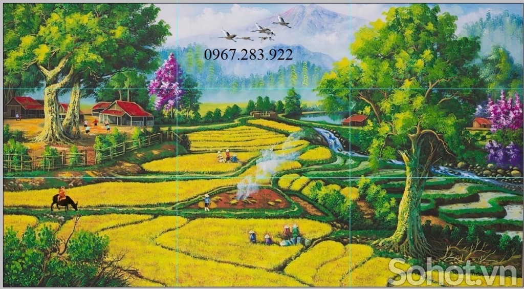 Tranh 3D- Tranh gạch đồng quê