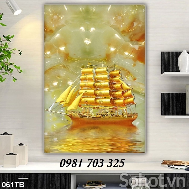 Tranh gạch 3D hình thuyền buồm
