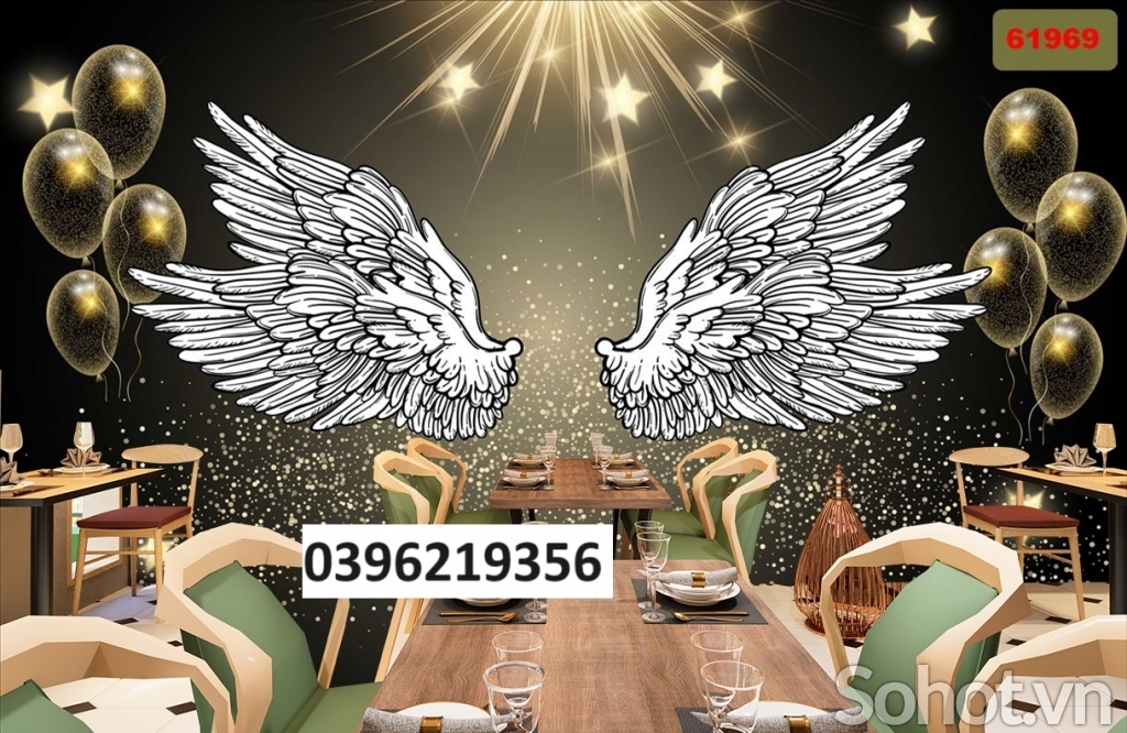 Tranh cánh thiên thần đẹp trang trí 3d